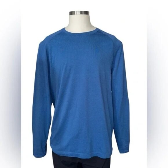 LULULEMON Metal Vent Tech Long-Sleeve Shirt XXL in Pipe Dream Blue/Pitch - Picture 3 of 11